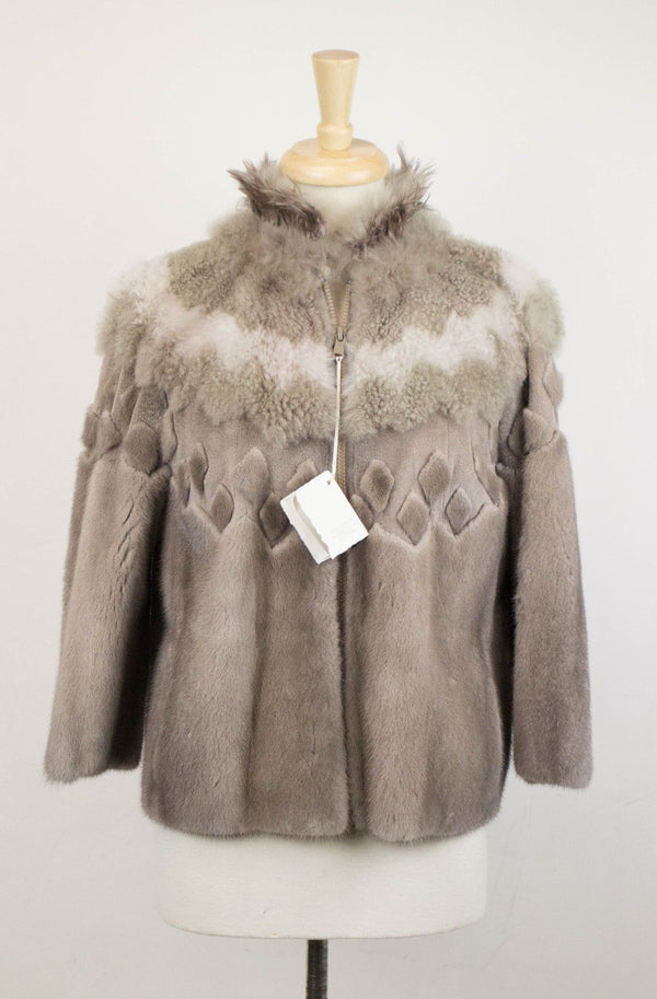 Mink Fur Sweater w/ Rooster Collar - Brown - GBNY